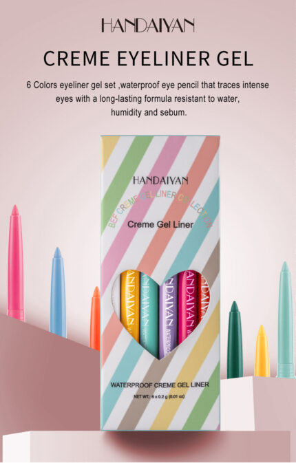 HANDAIYAN Rotatable Waterproof Easy-to-dry Rainbow Color Stage Performance 6 Pack Eyeliner